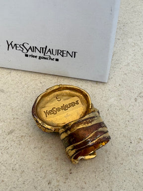 Saint Laurent Gold Tone and Turquoise Stone Arty Ring, 5