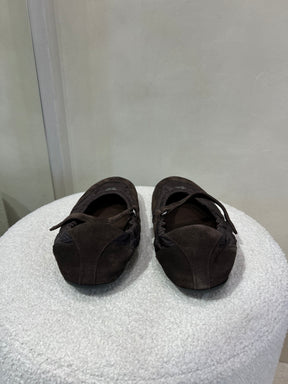 Prada Coffee Collapse Re Nylong Suede ballerinas, 39