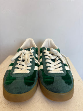 Gucci x Adidas Green Velvet and Suede Samba Sneakers, 7.5 US