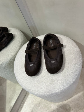 Prada Coffee Collapse Re Nylong Suede ballerinas, 39