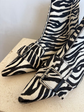 Essentiel Antwerp Ickle Animal Print Booties Black And White, 40
