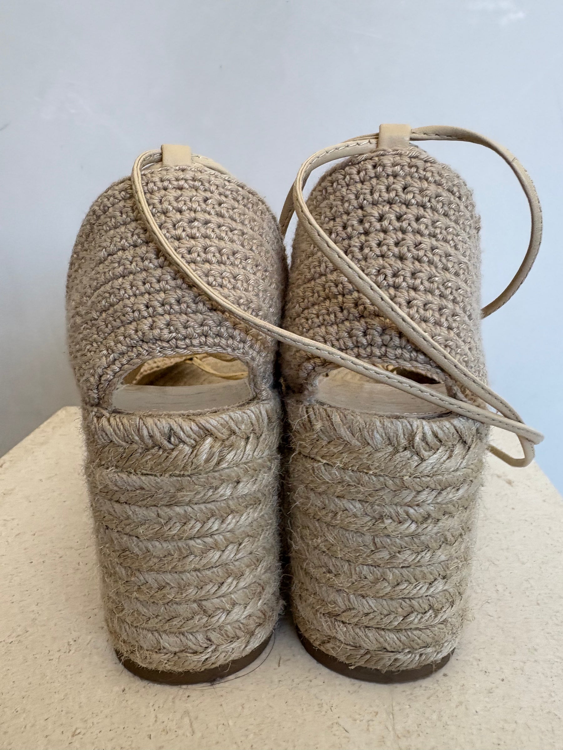 Loewe Raffia Ankle Tie Wedges, 40