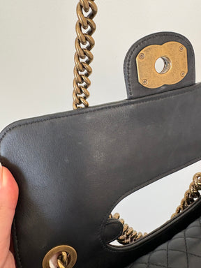 Chanel Black Lizard Embossed Perfect Edge Flap Bag