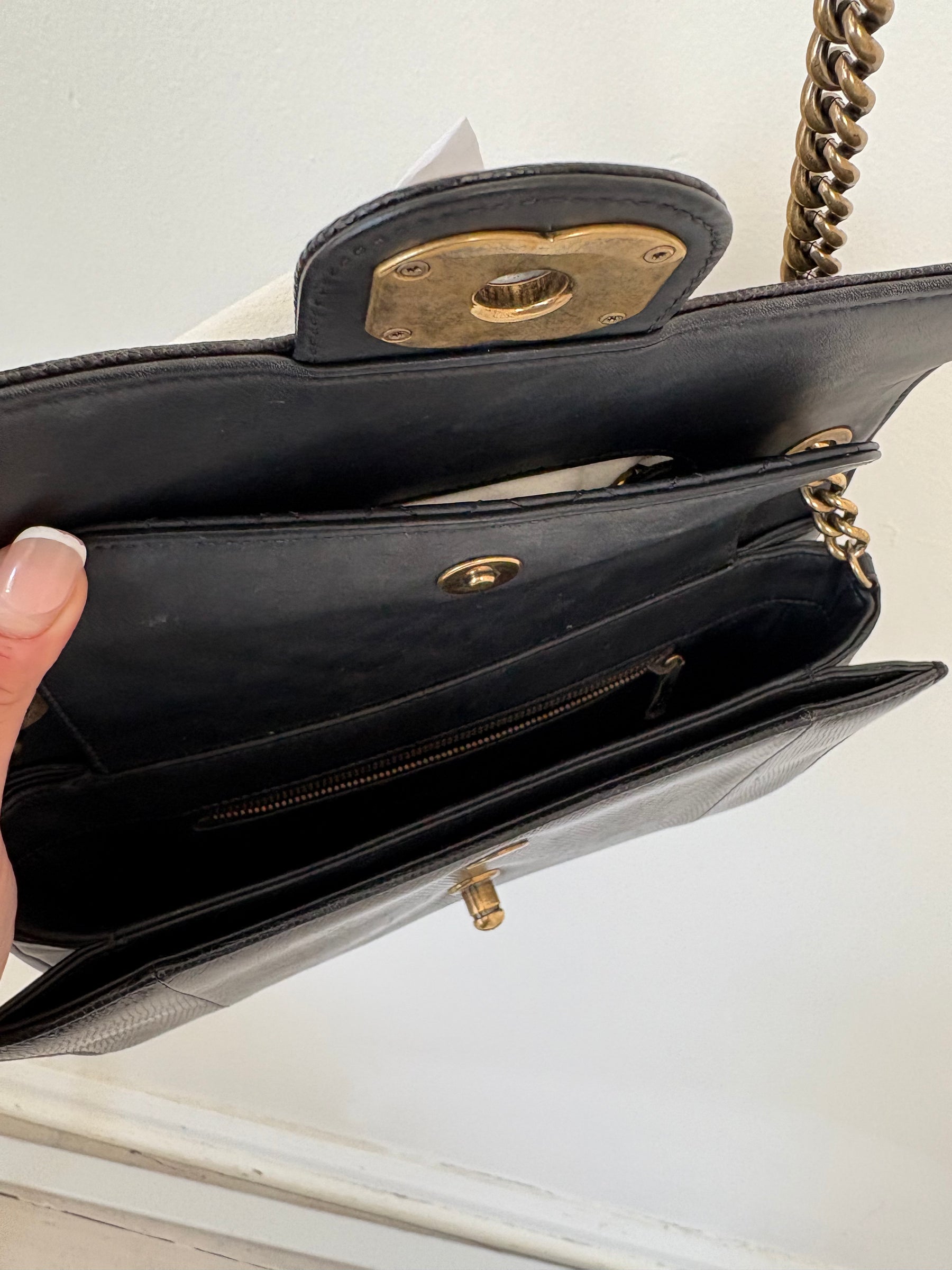 Chanel Black Lizard Embossed Perfect Edge Flap Bag