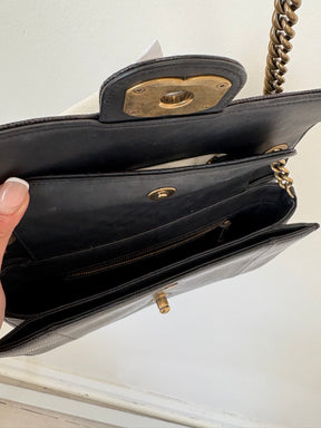 Chanel Black Lizard Embossed Perfect Edge Flap Bag