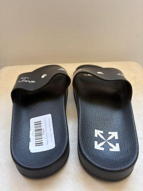 Off-White Black Rubber Logo Slides, 39