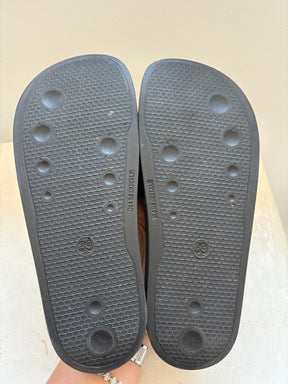 Off-White Black Rubber Logo Slides, 39