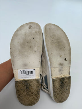 Chanel White Leather Dad Sandals, 38.5C