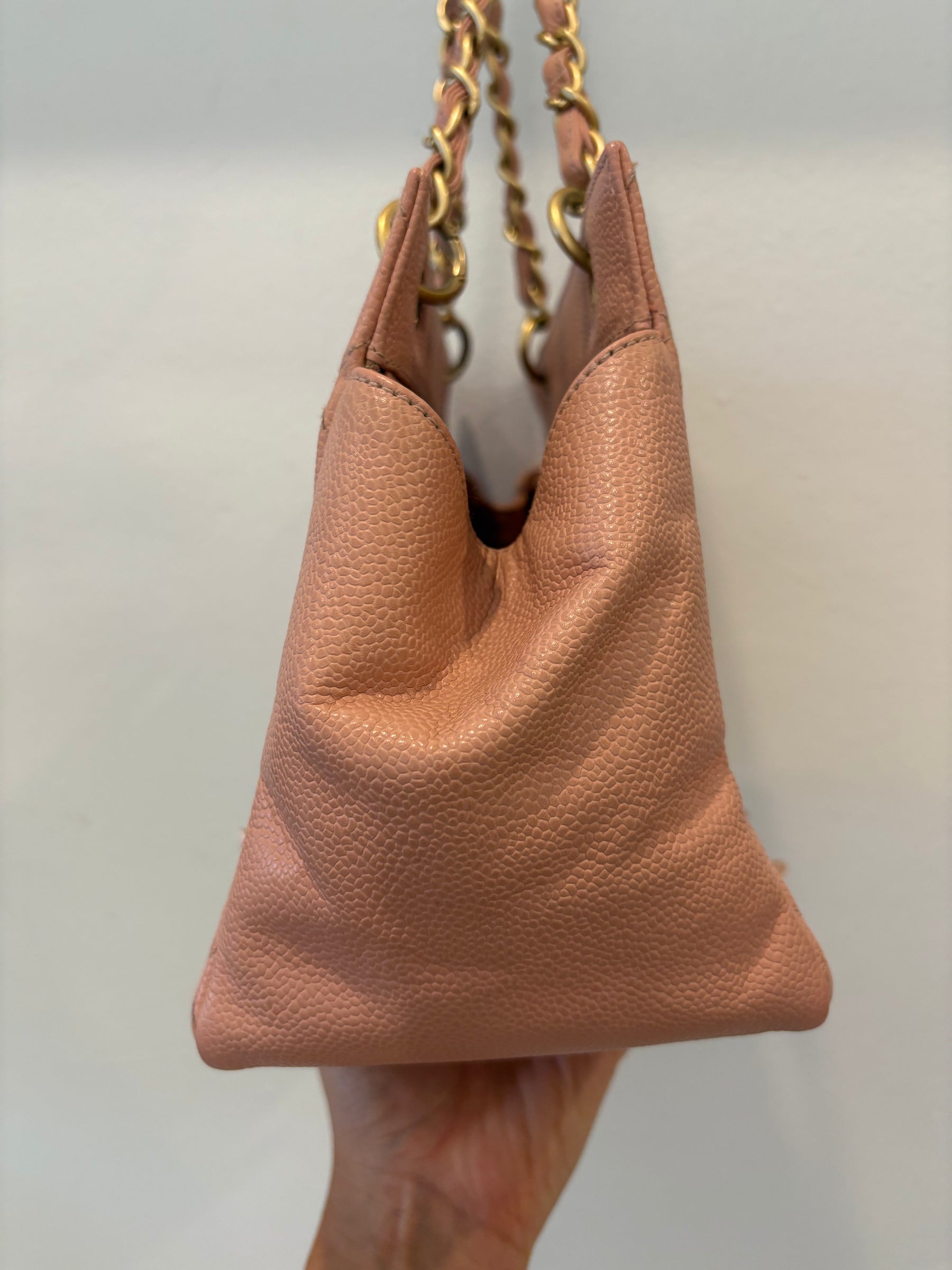 Chanel Pink Caviar Leather Petite Timeless Tote Bag