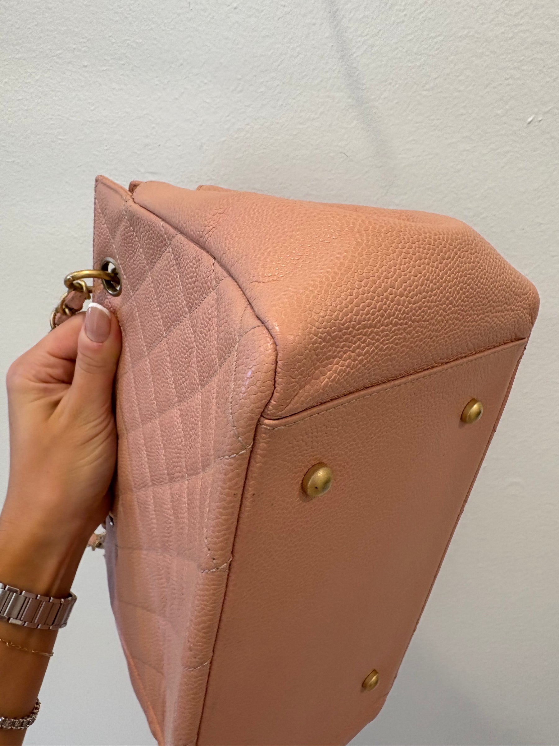 Chanel Pink Caviar Leather Petite Timeless Tote Bag