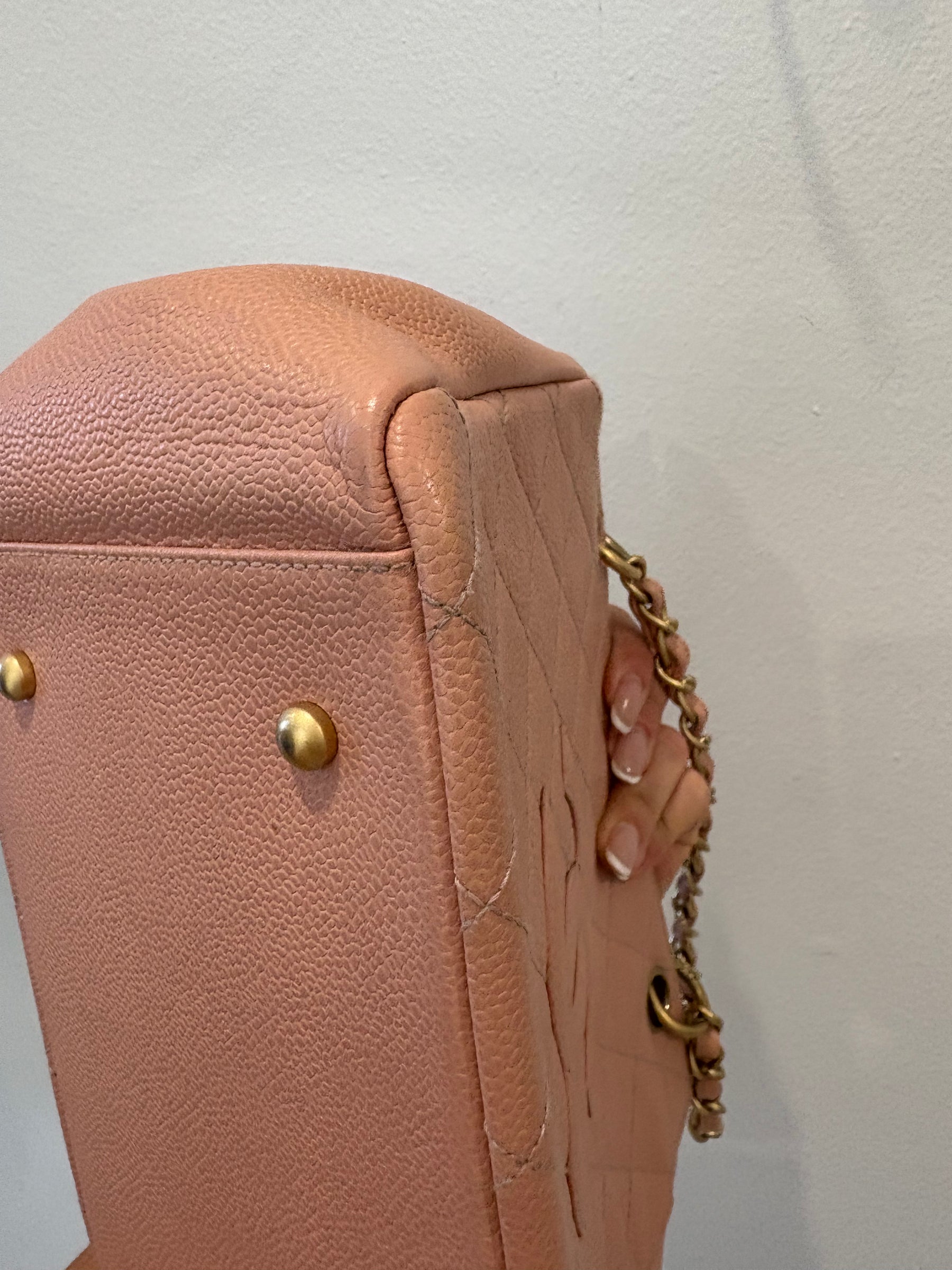Chanel Pink Caviar Leather Petite Timeless Tote Bag