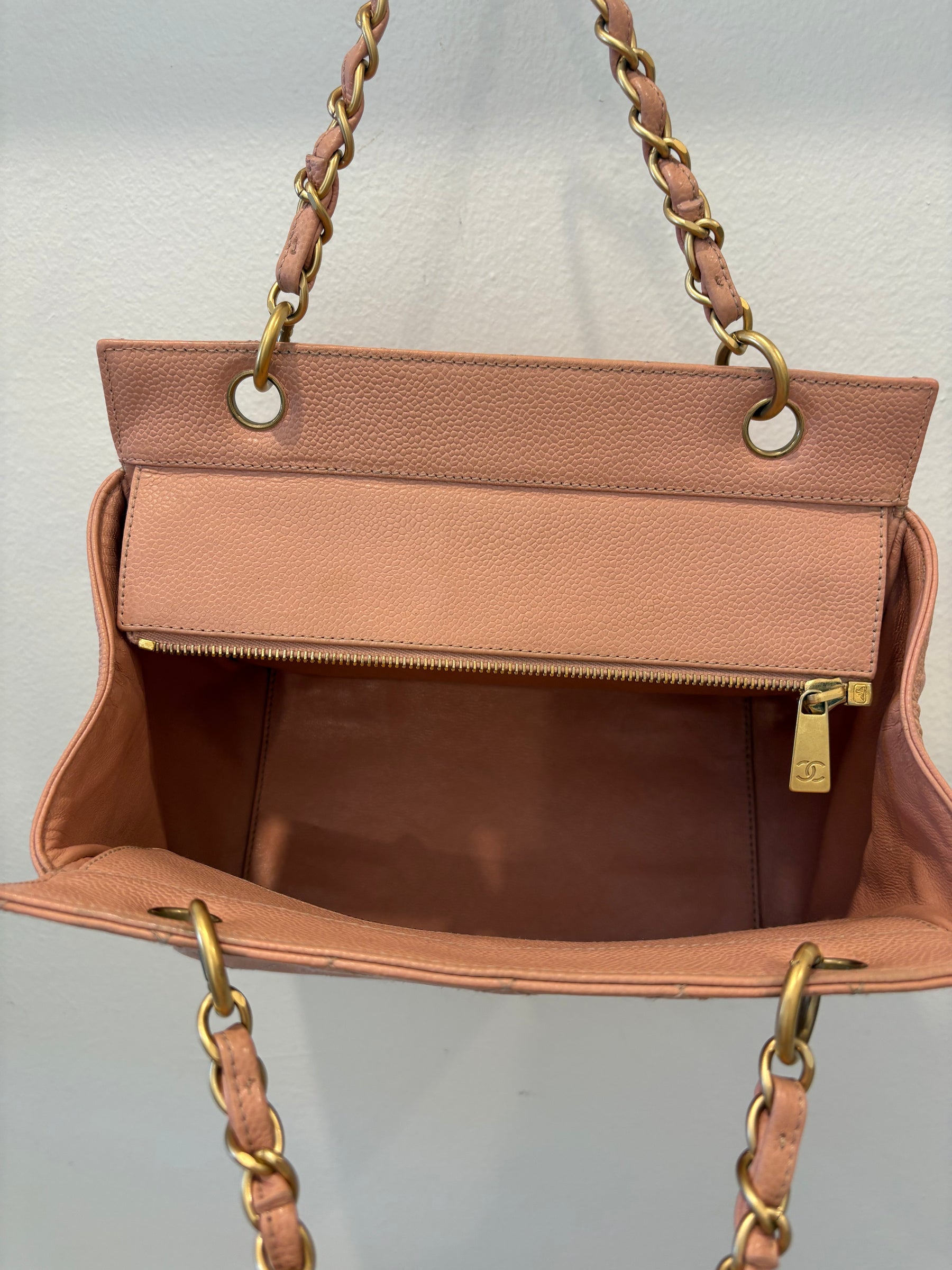 Chanel Pink Caviar Leather Petite Timeless Tote Bag