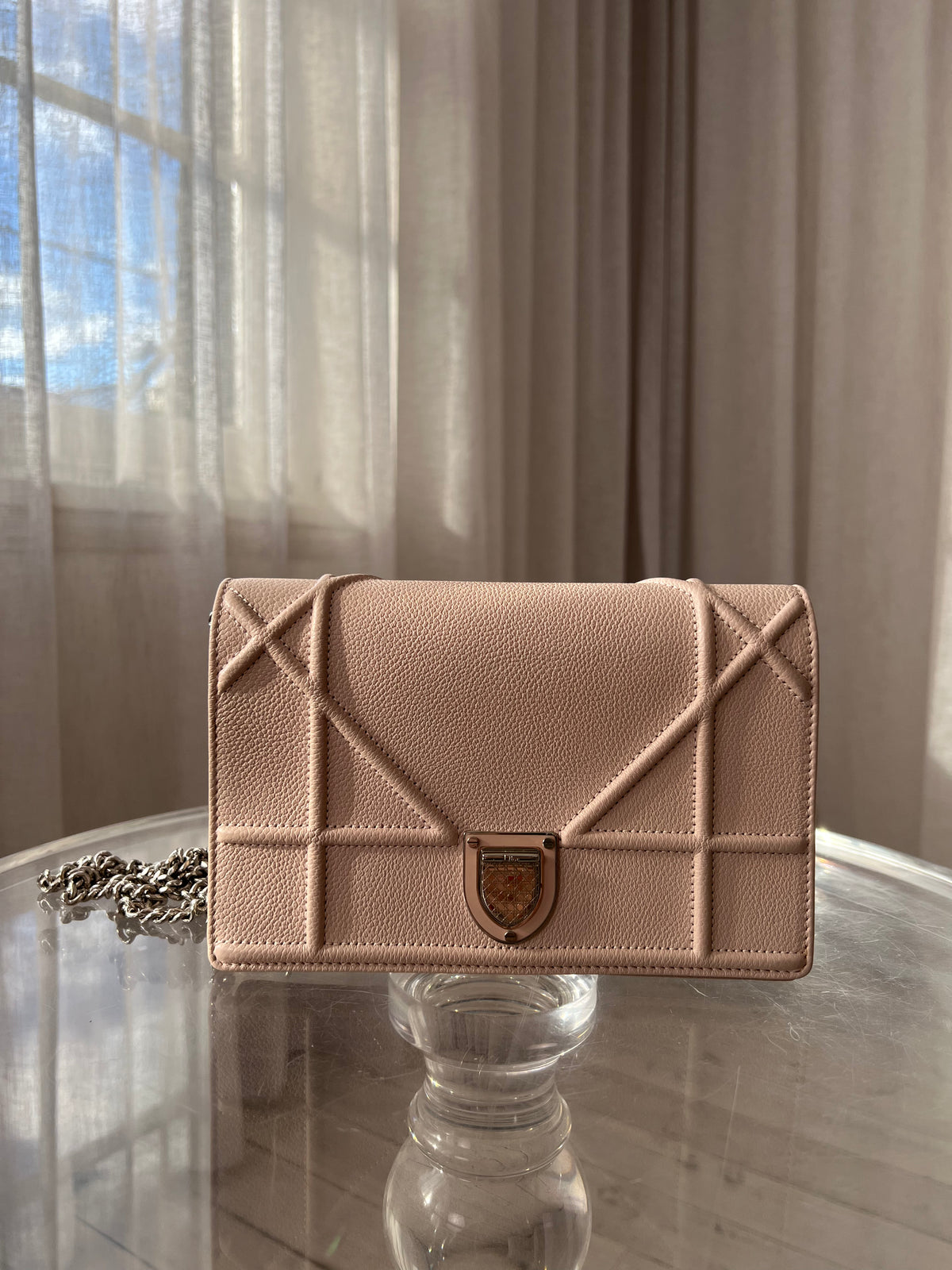 Dior Pale Pink Diorama Wallet on Chain