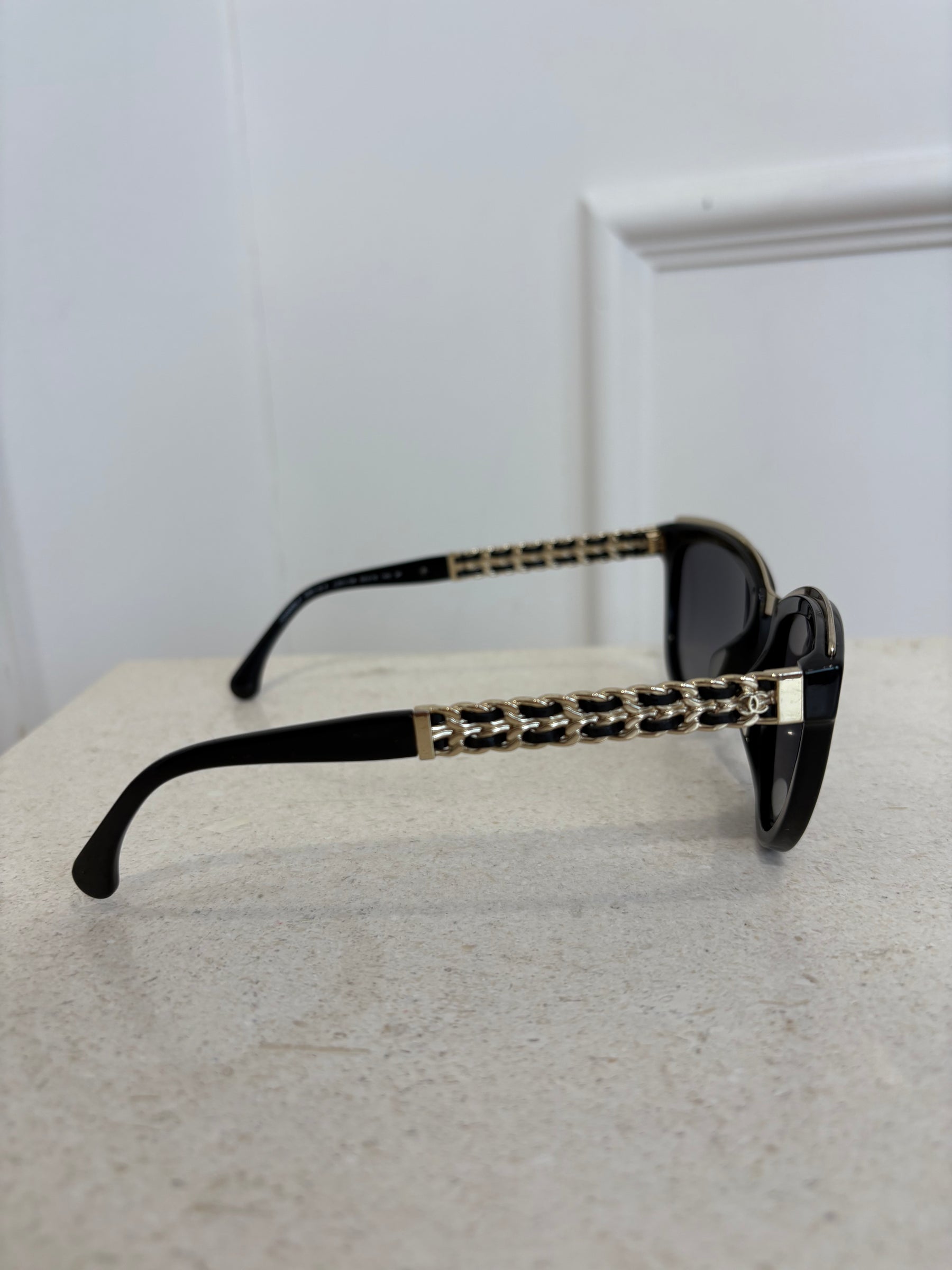Chanel Black Sunglasses Chain Detail