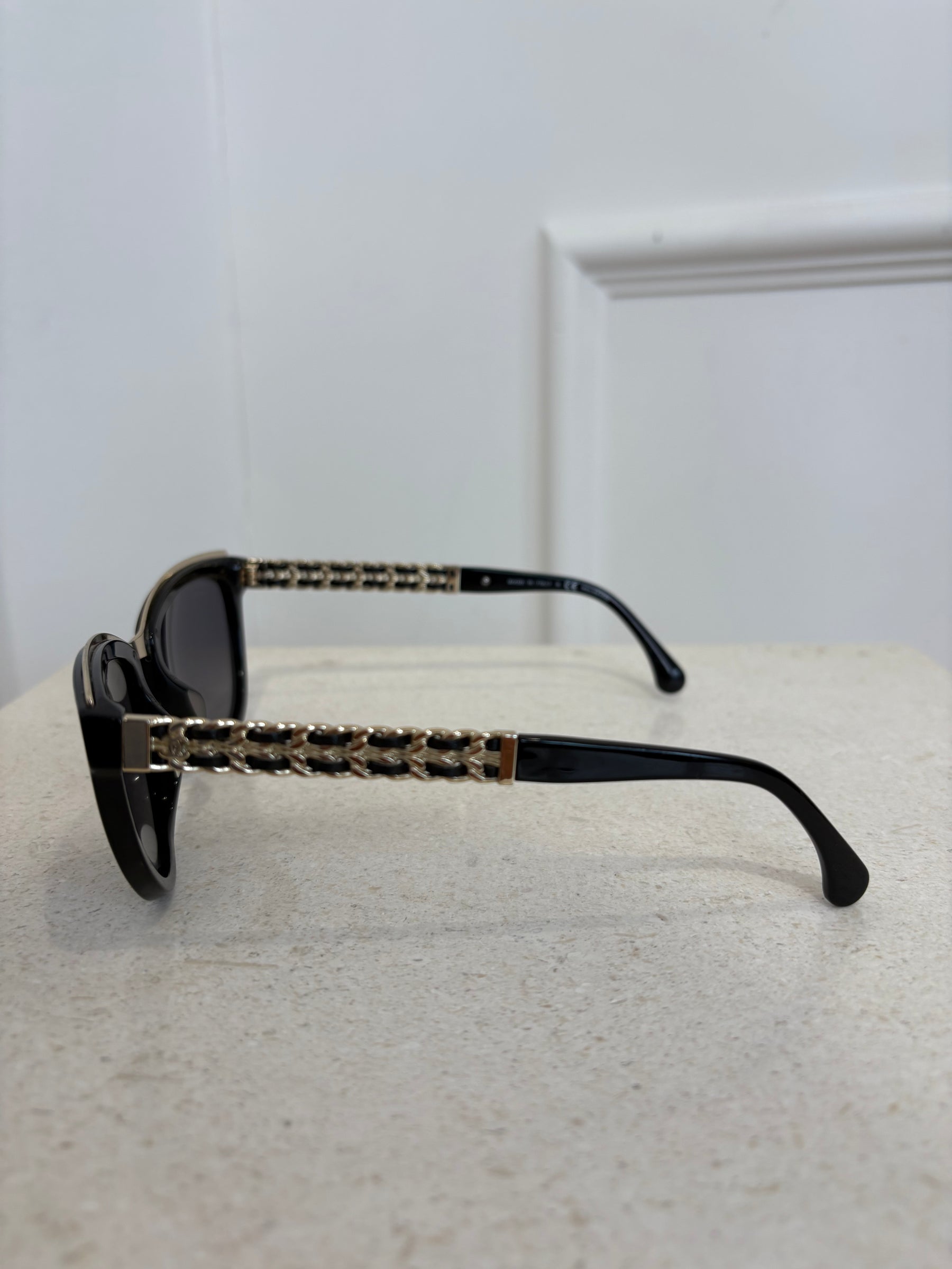 Chanel Black Sunglasses Chain Detail