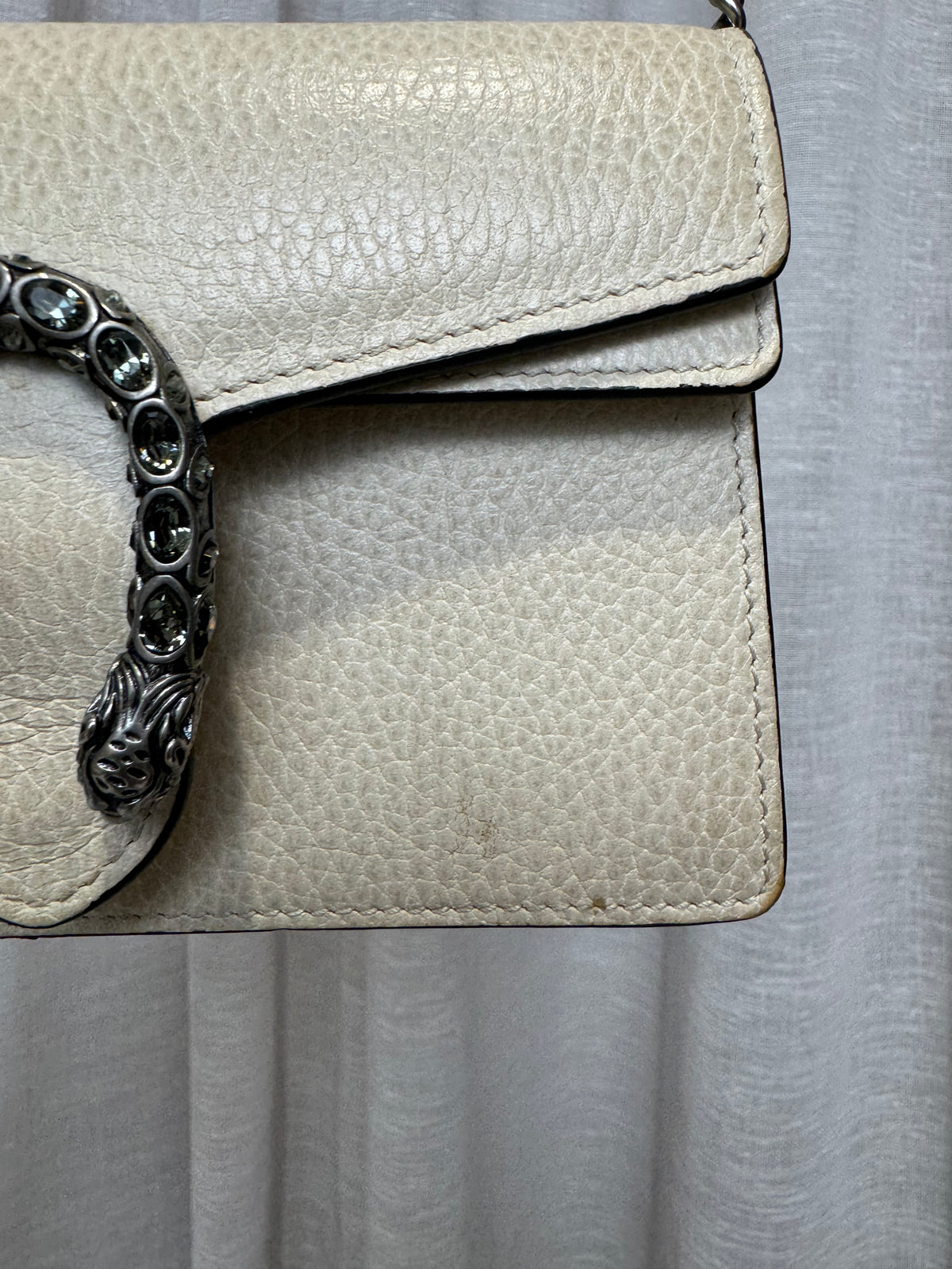 Gucci White Leather Super Mini Dionysus Bag