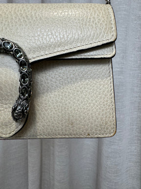 Gucci White Leather Super Mini Dionysus Bag