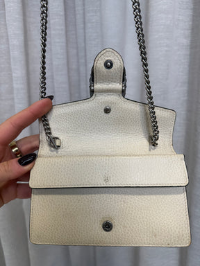 Gucci White Leather Super Mini Dionysus Bag