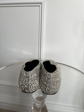Camilla and Marc Black and White Feathered Square Toe Flats, 41