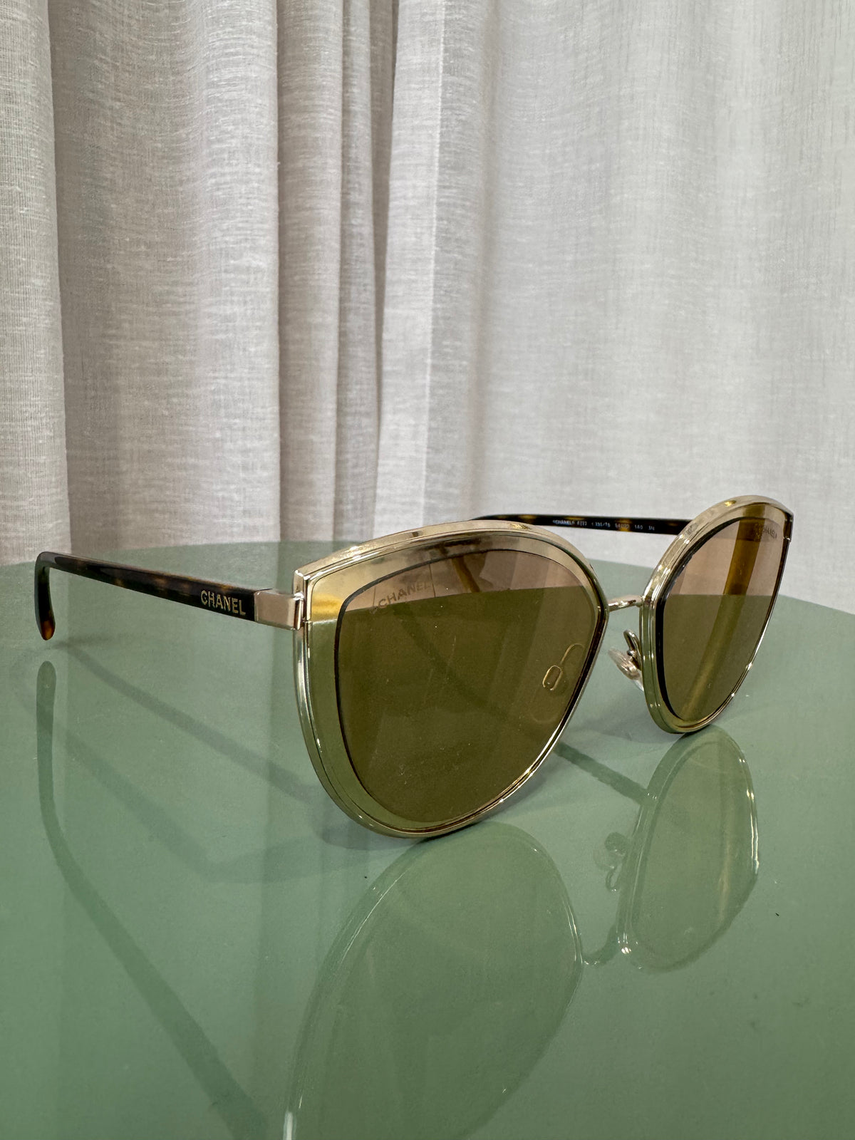 Chanel Gold Round Cat Eye Sunglasses