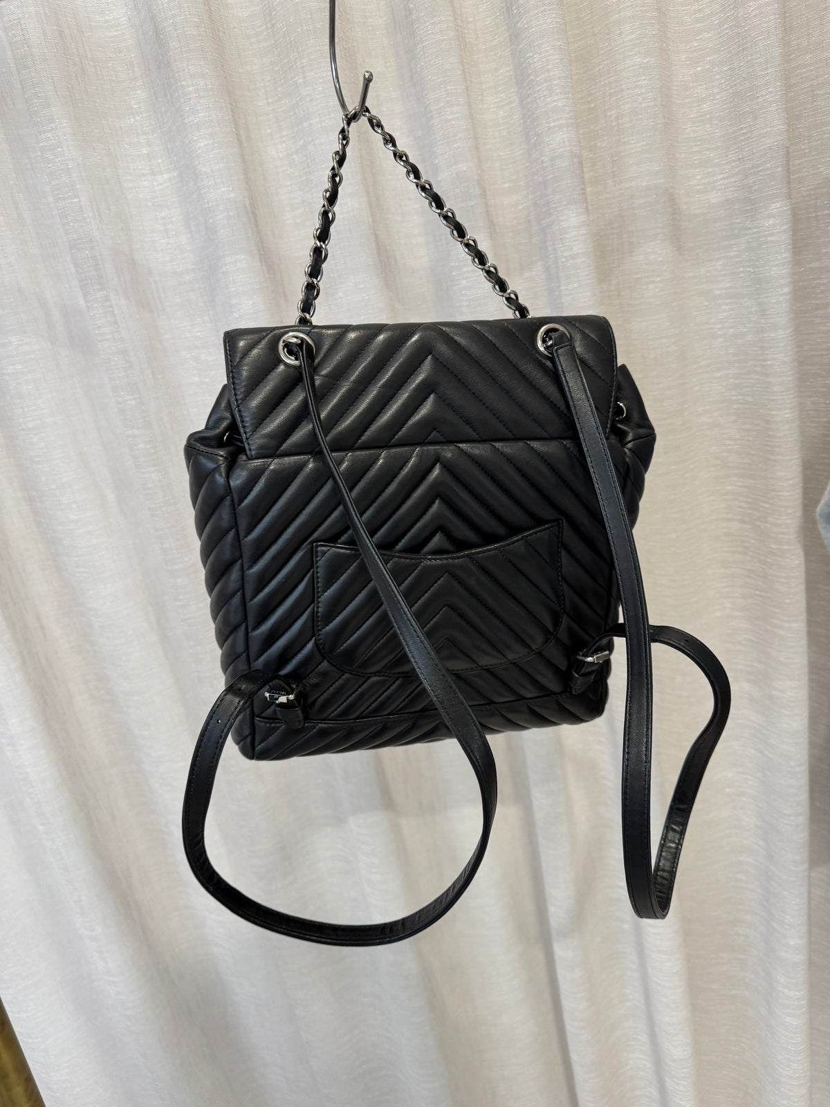 Chanel Black Chevron Leather Urban Spirit Backpack