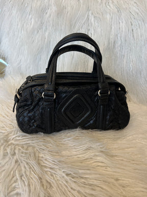 Bottega Veneta Black Intrecciato Leather Top Handle Bag