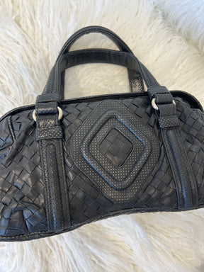 Bottega Veneta Black Intrecciato Leather Top Handle Bag