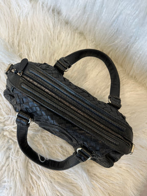Bottega Veneta Black Intrecciato Leather Top Handle Bag