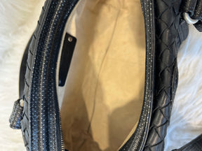 Bottega Veneta Black Intrecciato Leather Top Handle Bag