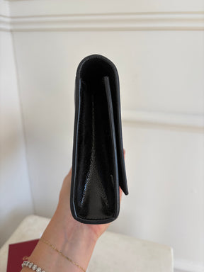 Saint Laurent Black Grained Patent Leather Clutch