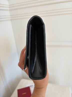 Saint Laurent Black Grained Patent Leather Clutch