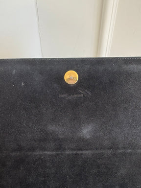 Saint Laurent Black Grained Patent Leather Clutch