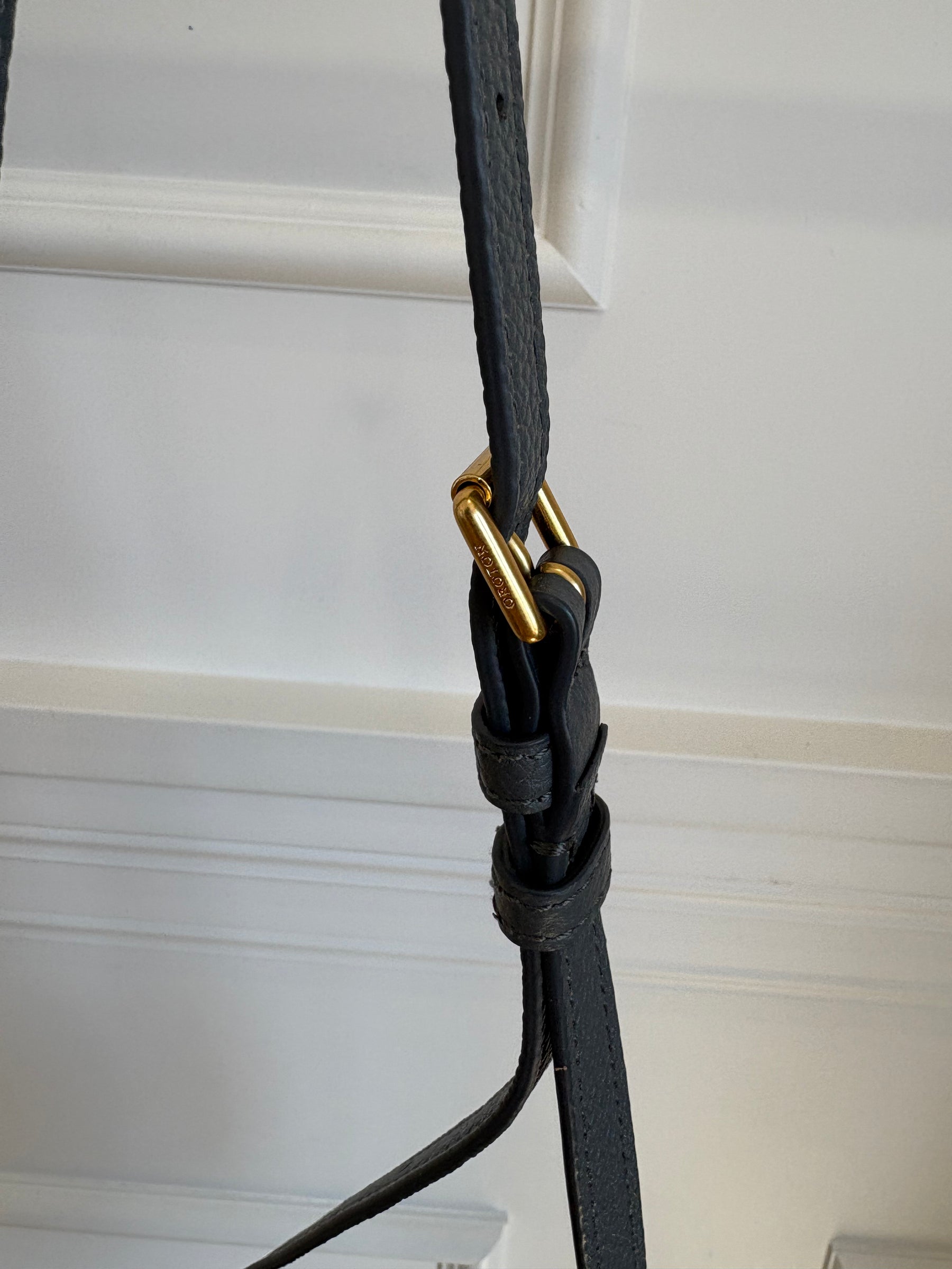 Oroton Grey Leather Shoulder Flap Bag