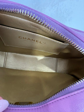 chanel Small Camera Bag Adjustable Ball Chain Strap In Purple