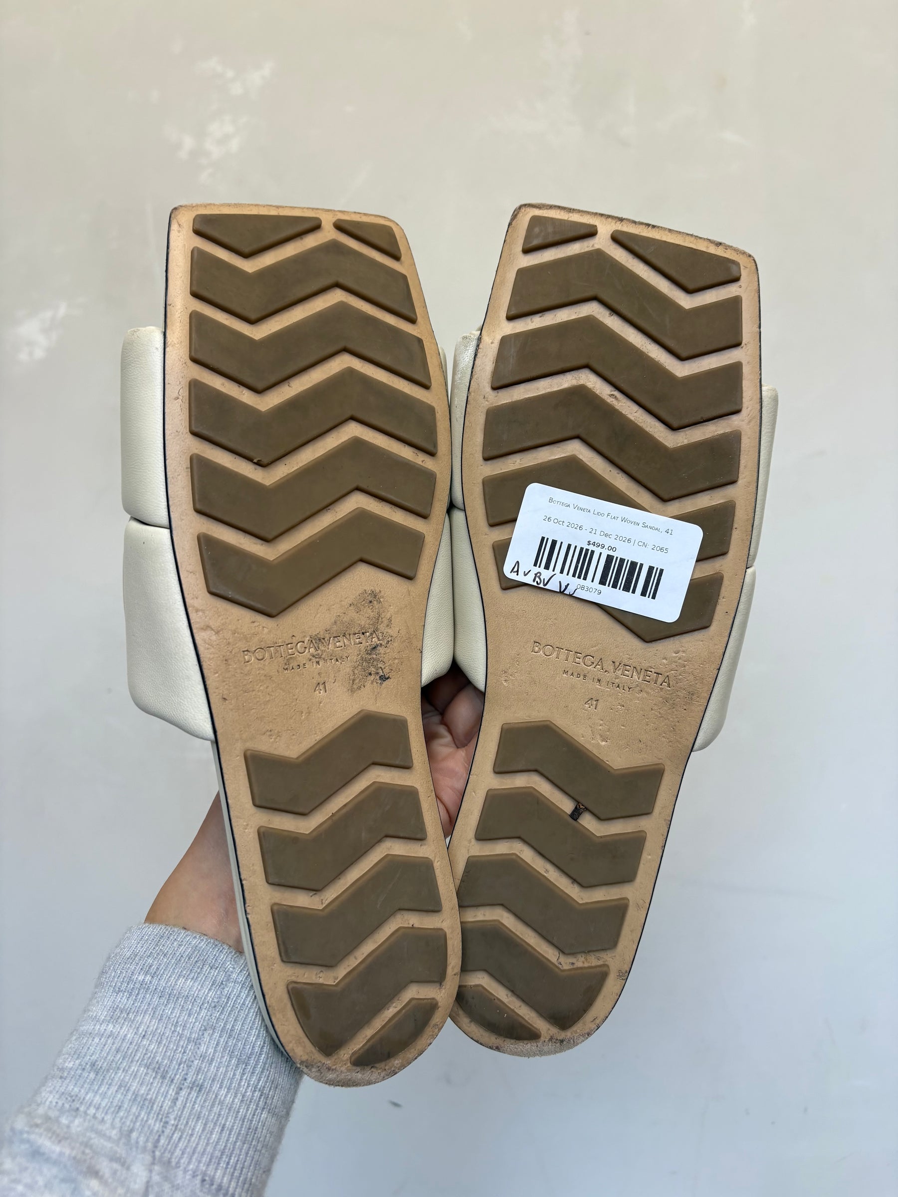 Bottega Veneta Lido Flat Woven Sandal, 41