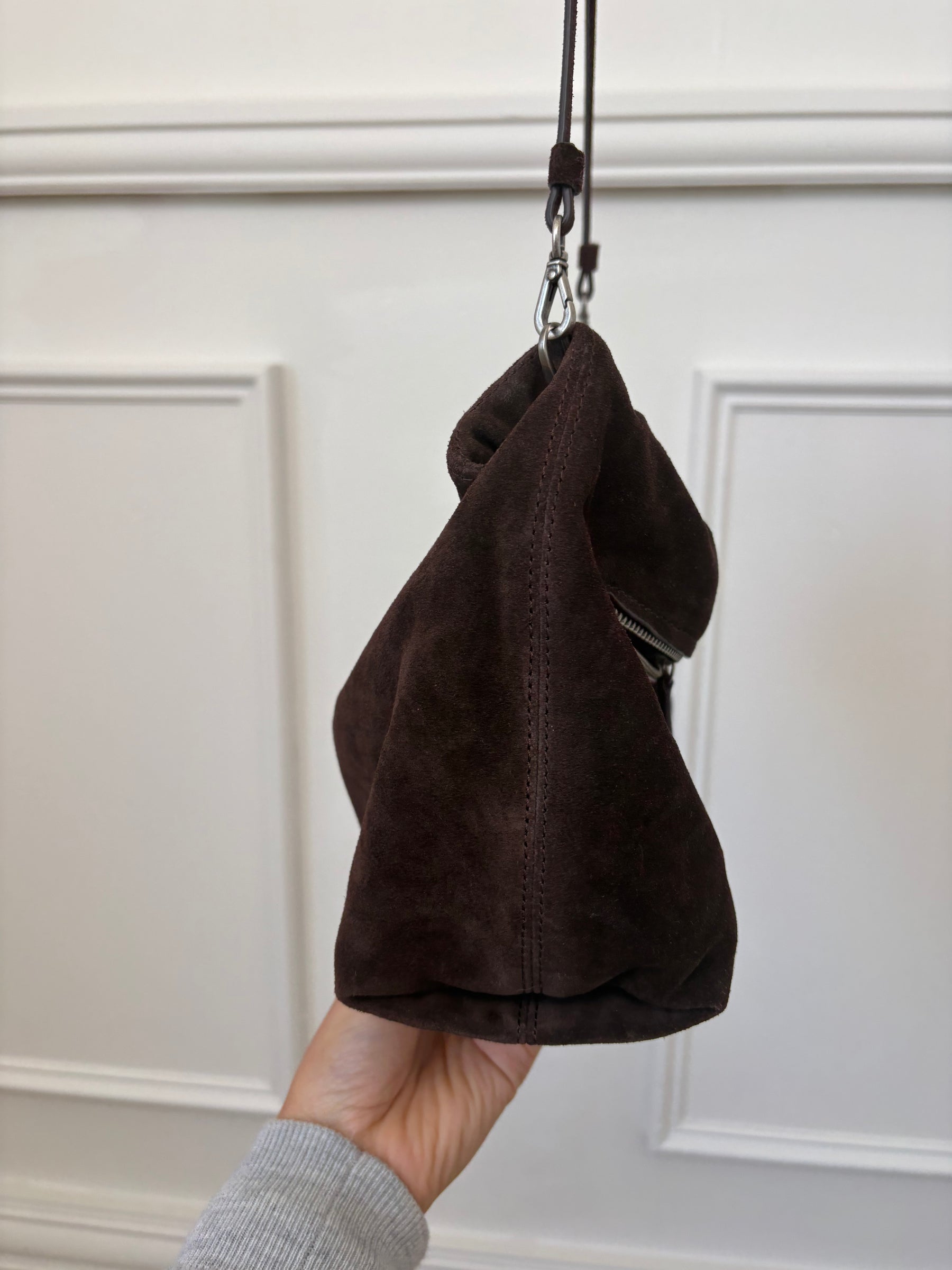 STAUD Chocolate Suede Cuff Clutch