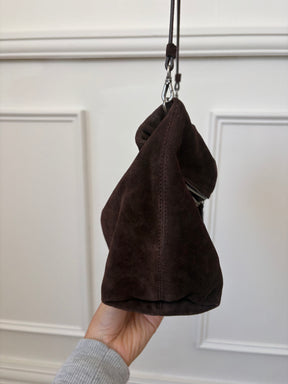 STAUD Chocolate Suede Cuff Clutch