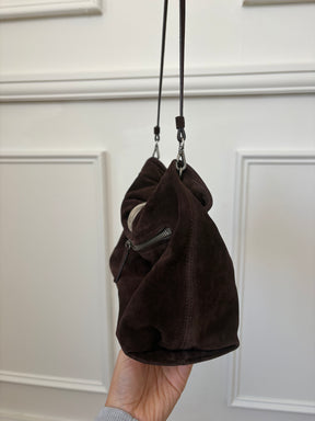 STAUD Chocolate Suede Cuff Clutch