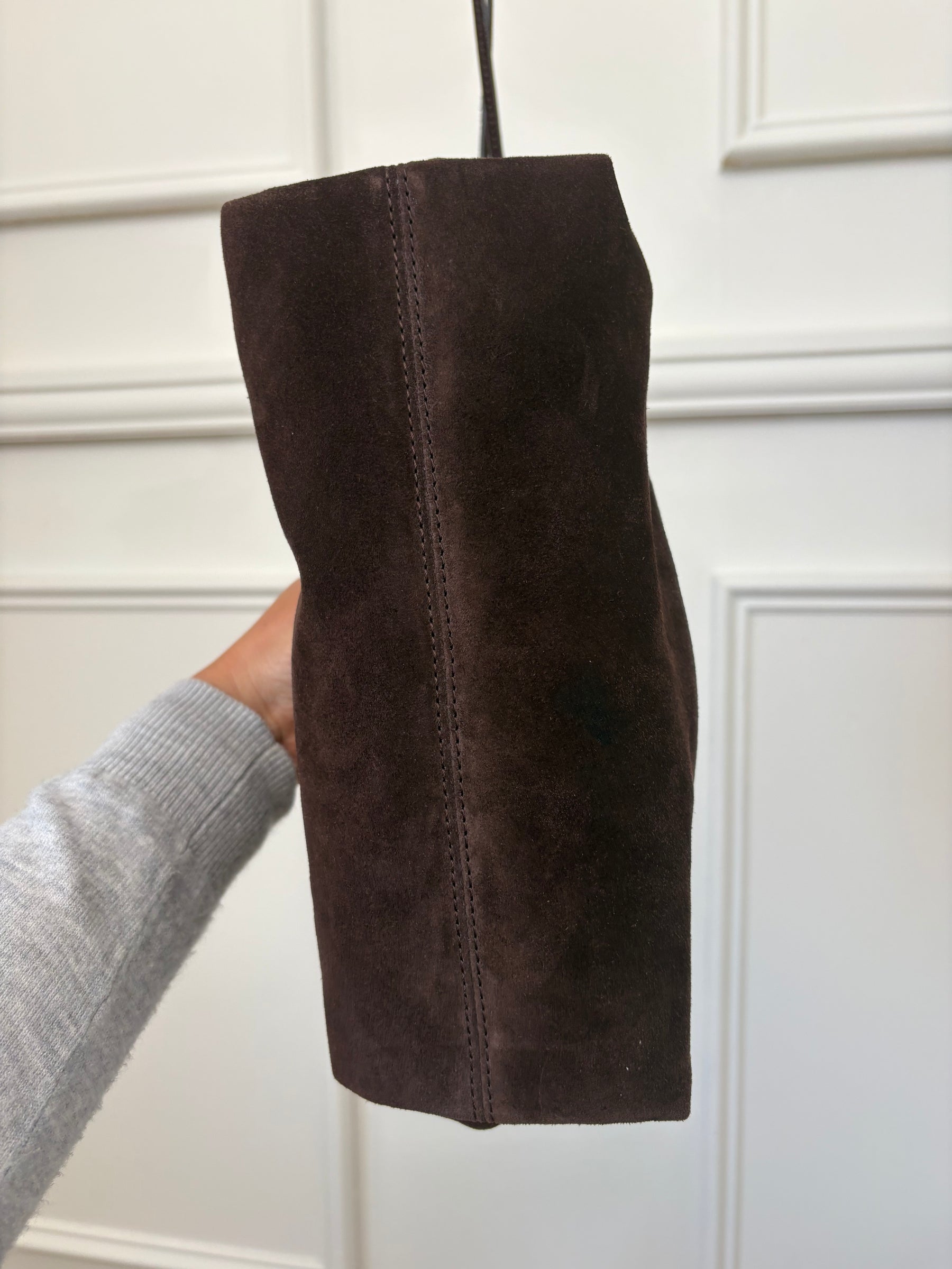 STAUD Chocolate Suede Cuff Clutch