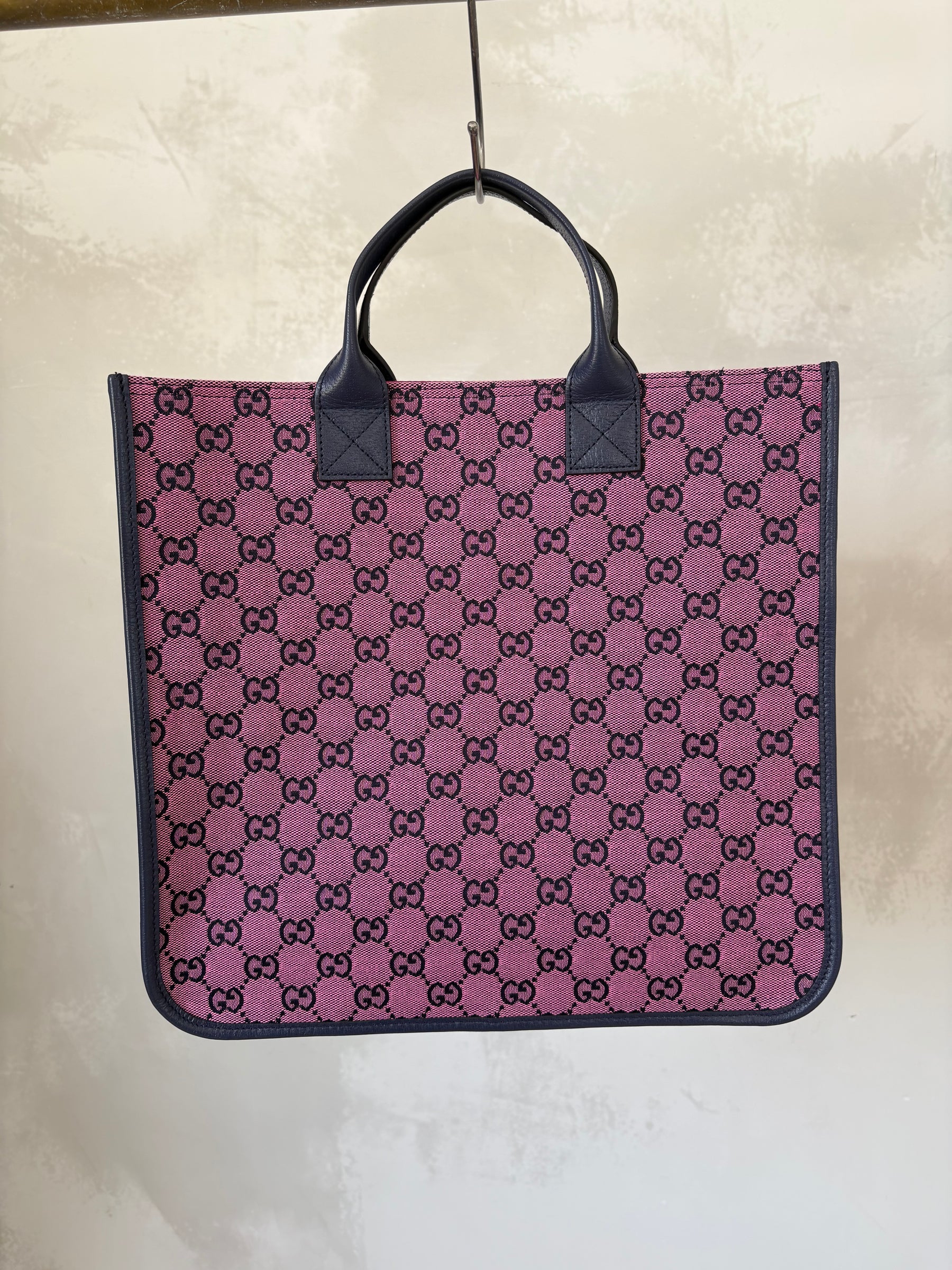 Gucci GG Multicoloured Canvas Tote Pink Navy