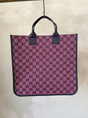 Gucci GG Multicoloured Canvas Tote Pink Navy
