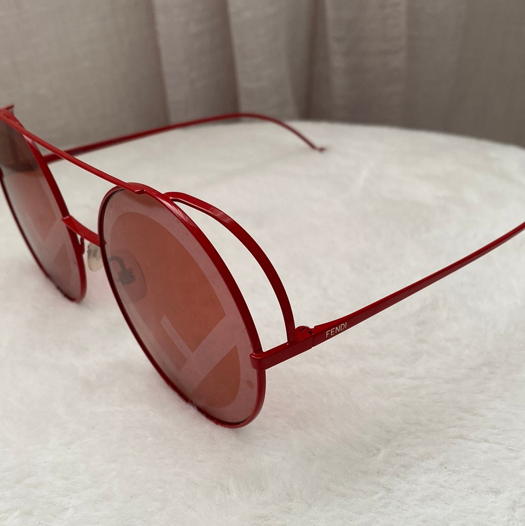 Fendi Red Round FF Sunglasses