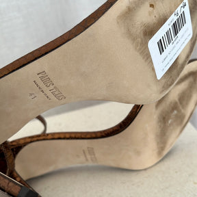 Paris Texas Bronze Python Ankle Strap Sandal, 41