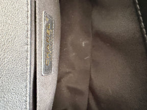 Chanel Black Quilted Top Handle Boy Bag with White Trim GHW
