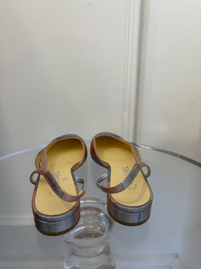 Chanel Pink and Lilac Metallic Slingbacks Flats, 37 C