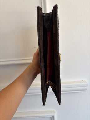 Burberry Burgundy and Purple Beaded Croc Clutch,
