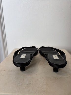 Toteme Bow Detail Satin Mules Black, 37