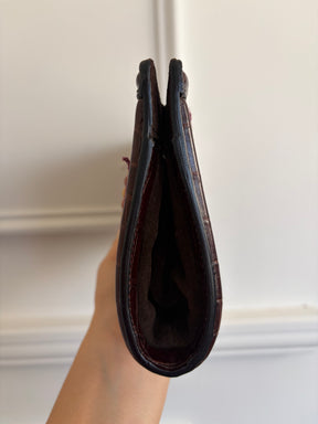 Burberry Burgundy and Purple Beaded Croc Clutch,