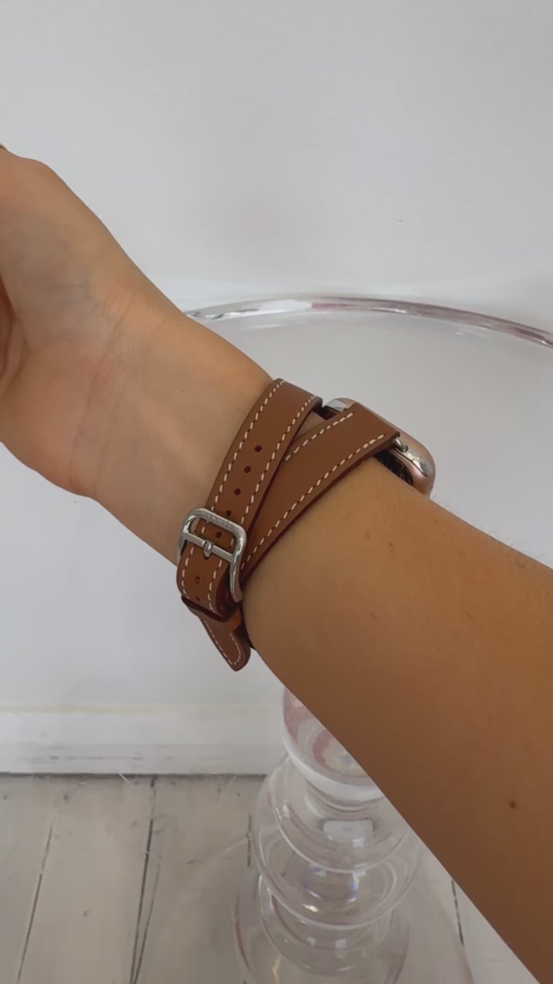 Hermès Apple Watch Double Tour Band In Gold Swift Calfskin