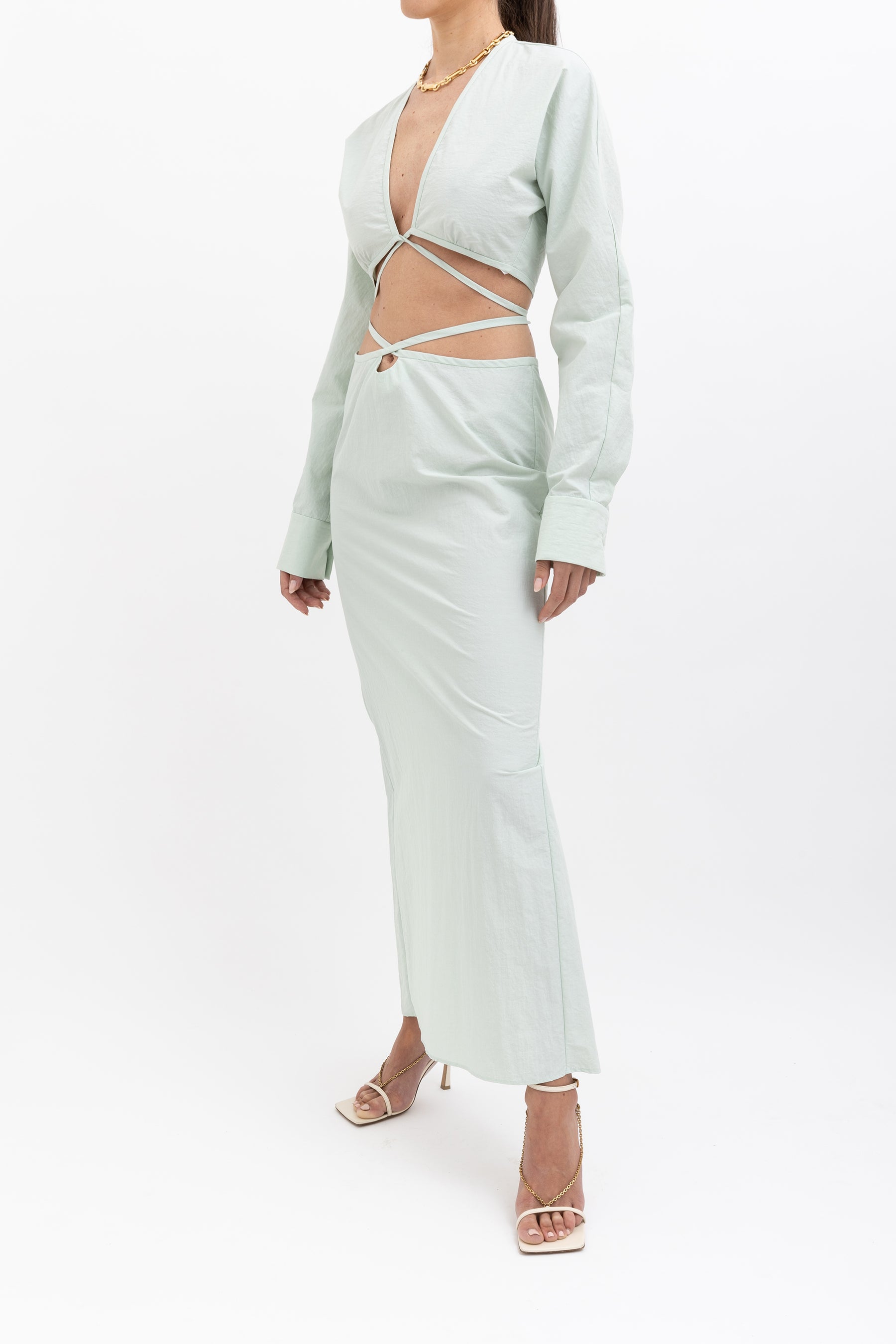Tech Magyar Cropped Top and Tie Skirt Set